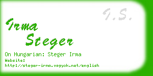 irma steger business card